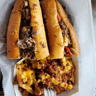 Large Original and loaded fries.