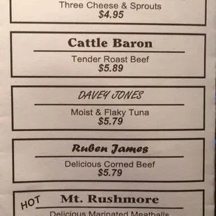 menu
