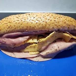 Unwrapped as soon as I got home.  Little bit of oil pooling after the taking the sandwich out of the bag.  Very soft, yet firm roll.