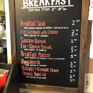 Full breakfast menu