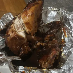 Burnt and dry chicken
