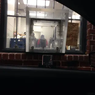 Drive-thru window action. Bullet proof. }|{