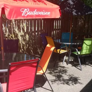 tables and chairs outside