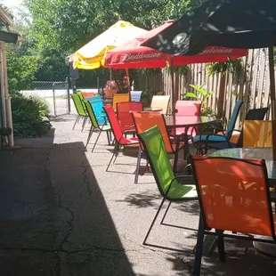 tables and chairs outside
