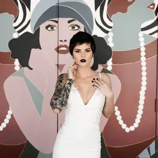 Mural with speakeasy vibes for a speakeasy warehouse venue.