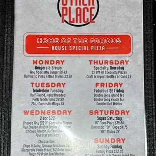 Daily Food and Drink Specials