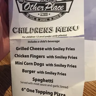 Children&apos;s menu.  I&apos;m here with my 3 year old.