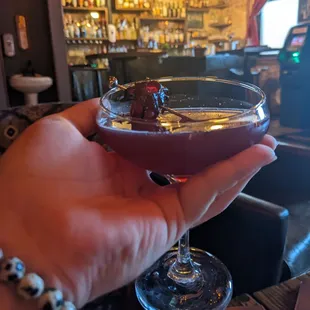 Mumbai Exorcism: hibiscus cubeb gin cocktail