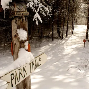 The Outing Lodge sits in Pine Point Park and has great trails for hiking, biking, riding horses, and skiing!