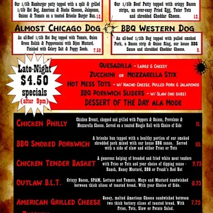 Menu offered