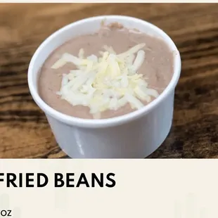 a cup of refried beans