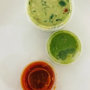 three different sauces