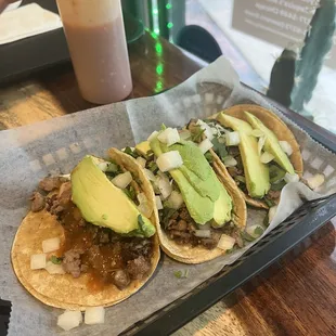 steak tacos with avocado