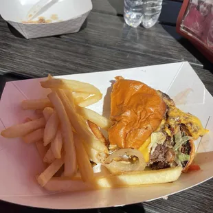 Half of a monster smashed burger