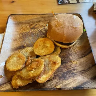 Cheeseburger with homemade house fries.  Delish!