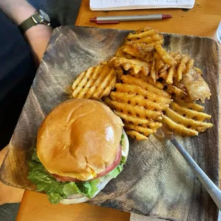 Outpost Burger with waffle fries