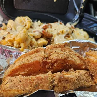 Fried Salmon and Crawfish smack and cheese