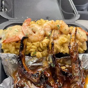 Lamb chops, Shrimp, and Mac &amp; Cheese 12/23
