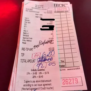 Be careful! Watch your account after you leave. They changed a $6 tip into $60, without approval. This has to be a crime