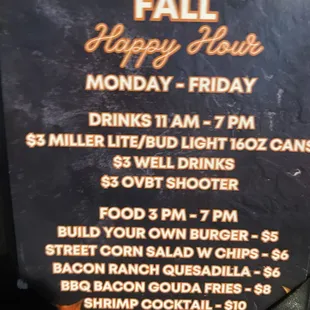 fall happy hour menu