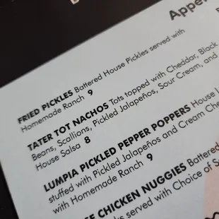 Partial menu