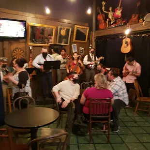 Bar and music on stage pre show