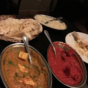 Garlic naan, Matter Paneer &amp; Chicken Tikka Korma