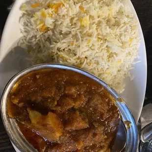Vegetable curry with rice