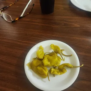 A plate of pepperoncinis