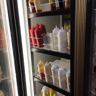 Fridge that holds different condiments