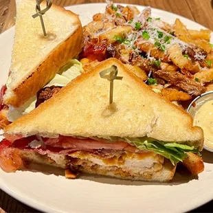 Chicken Club with Truffle Fries.