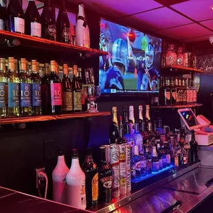 a bartender at the bar