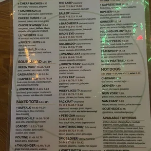 menu