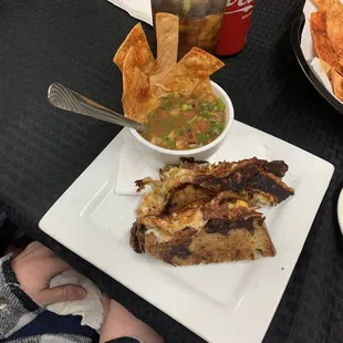 Italian grilled cheese, tortilla soup