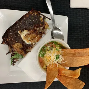 Club sandwich, tortilla soup