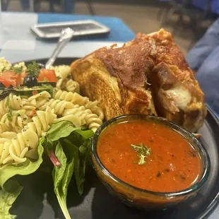 Lobster grilled cheese with pasta salad