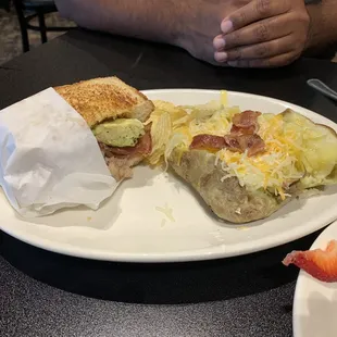 Turkey Melt and half Potato.