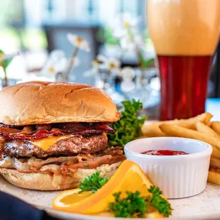 a burger and fries