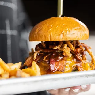 BBQ Bacon Burger | Double Beef, Cheddar Cheese, Smoked Bacon, Crispy Onions, BBQ Sauce