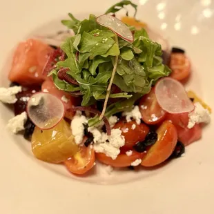 Light, delicious and perfectly balanced! BEETS, MELON, and GOAT CHEESE salad.