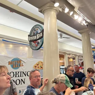 a group of people eating food