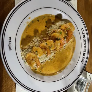 Shrimp and scallops with rice and amazing sauce