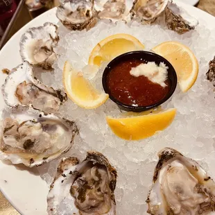 oysters (blue points) on the half shell