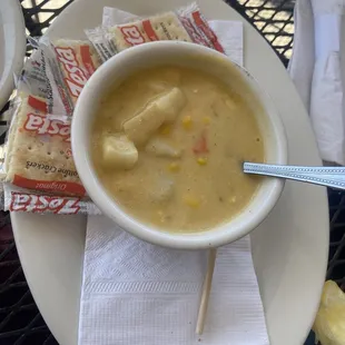 Cup of seafood chowder