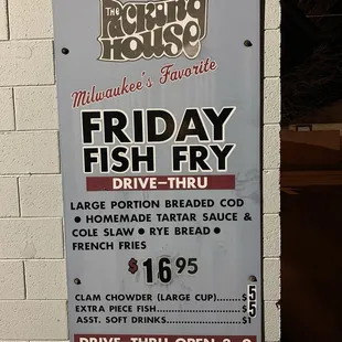 Fish fry menu