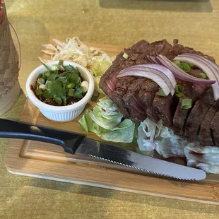 CRYING TIGER Thai style grilled steak, special Padaek jeaw served with sticky rice