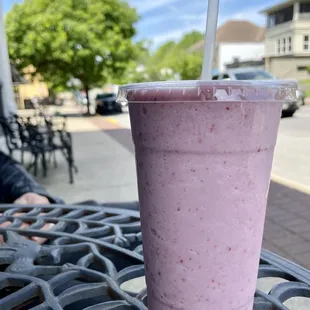 a pink smoothie