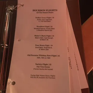 the menu for the restaurant