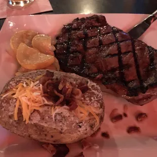 Ribeye steak cooked medium rare