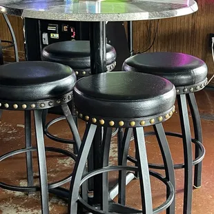 four stools and a table